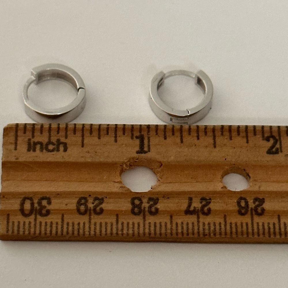 925 Silver 3mm wide earrings round hoops unisex